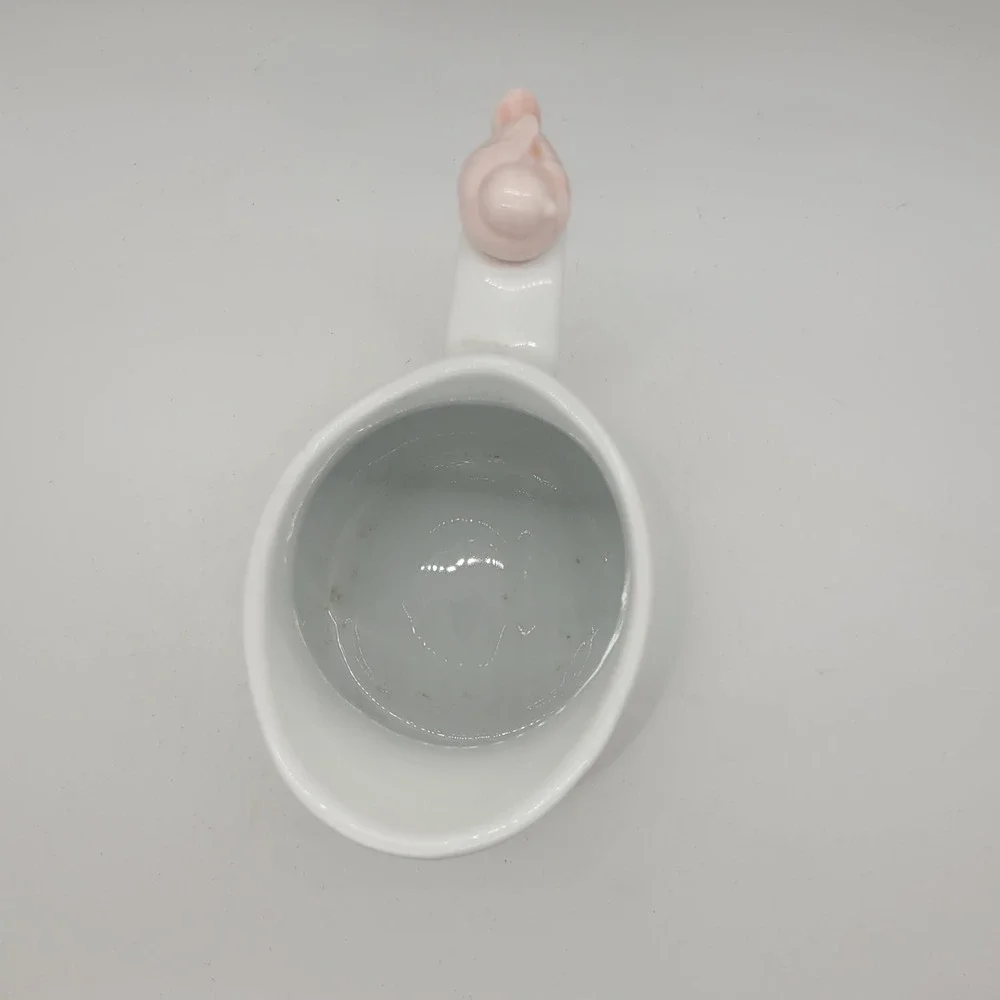 Cordon Bleu BIA White Ceramic Creamer Pitcher with Pink Bird Figurine Handle